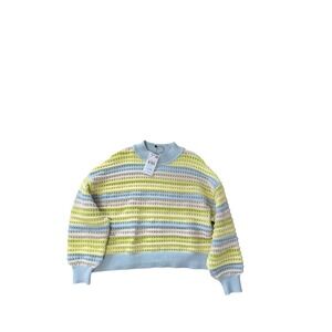 Mango Striped Eyelet Sweater Small NWT Pastel Cottagecore Soft Girl Y2K   Cozy